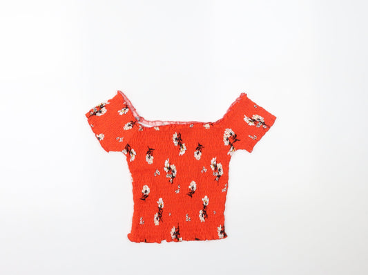 Womens UK Size 6 New Look Orange Cropped Blouse