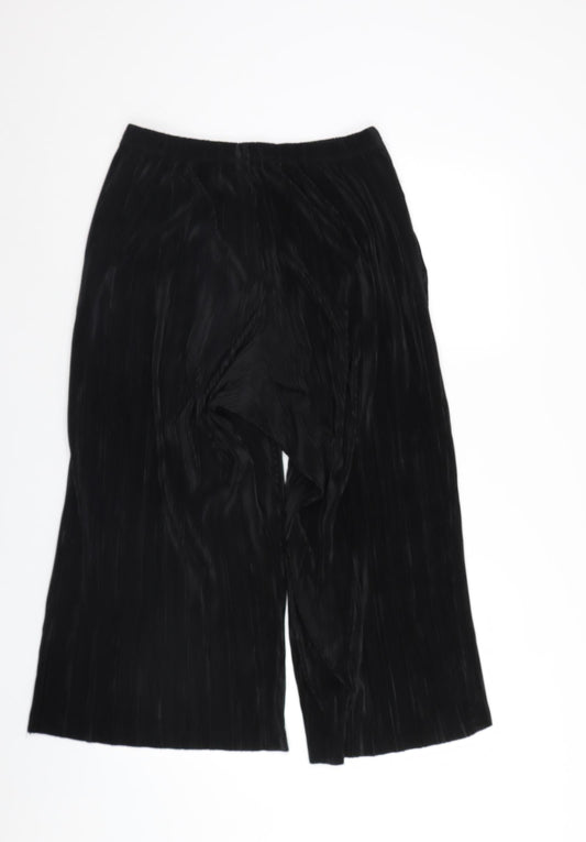 Ache Womens Black Cropped Trousers Size 12 L24 in - riffle effect