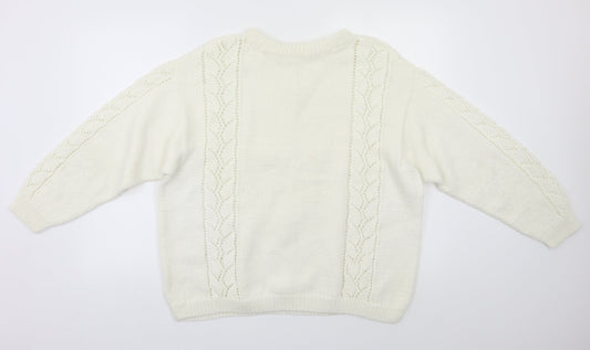 Womens UK Size L Preworn Ivory Pullover Jumper