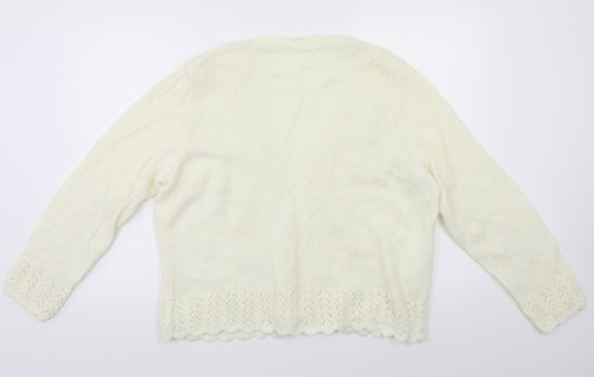 Womens UK Size L Preworn Ivory Cardigan Jumper