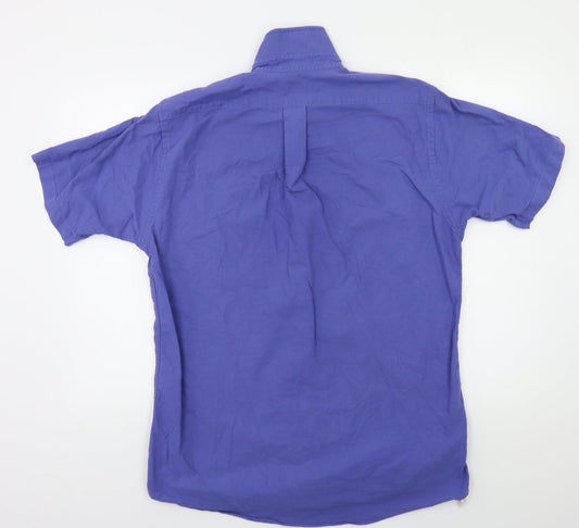 Mens UK Size 15.5 Grant Thomas Blue Button-Up Short Sleeve Casual Shirt