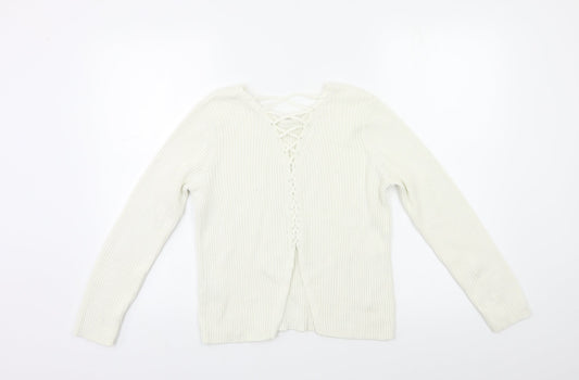 Matalan Girls White Pullover Jumper Size 12 Years