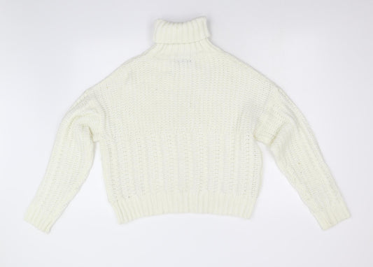 SheIn Womens White Knit Pullover Jumper Size M