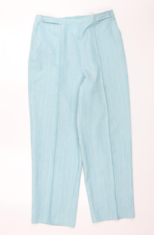 Womens UK Size 16 BM Collection Regular Fit Capri Blue Trousers