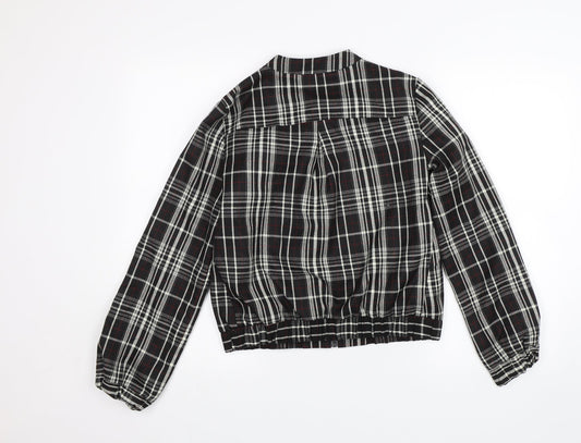 Collection Womens Black Plaid Jacket Size 10