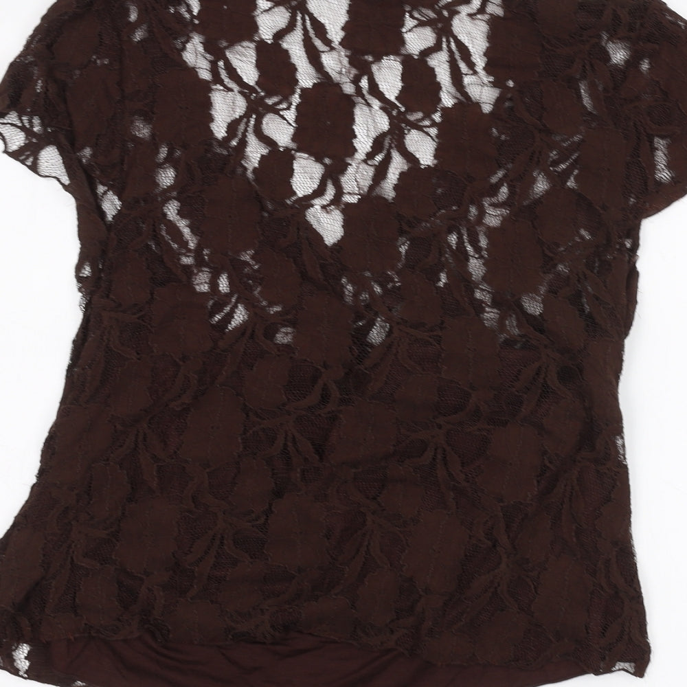 Womens UK Size M Sky designs Brown Basic T-Shirt