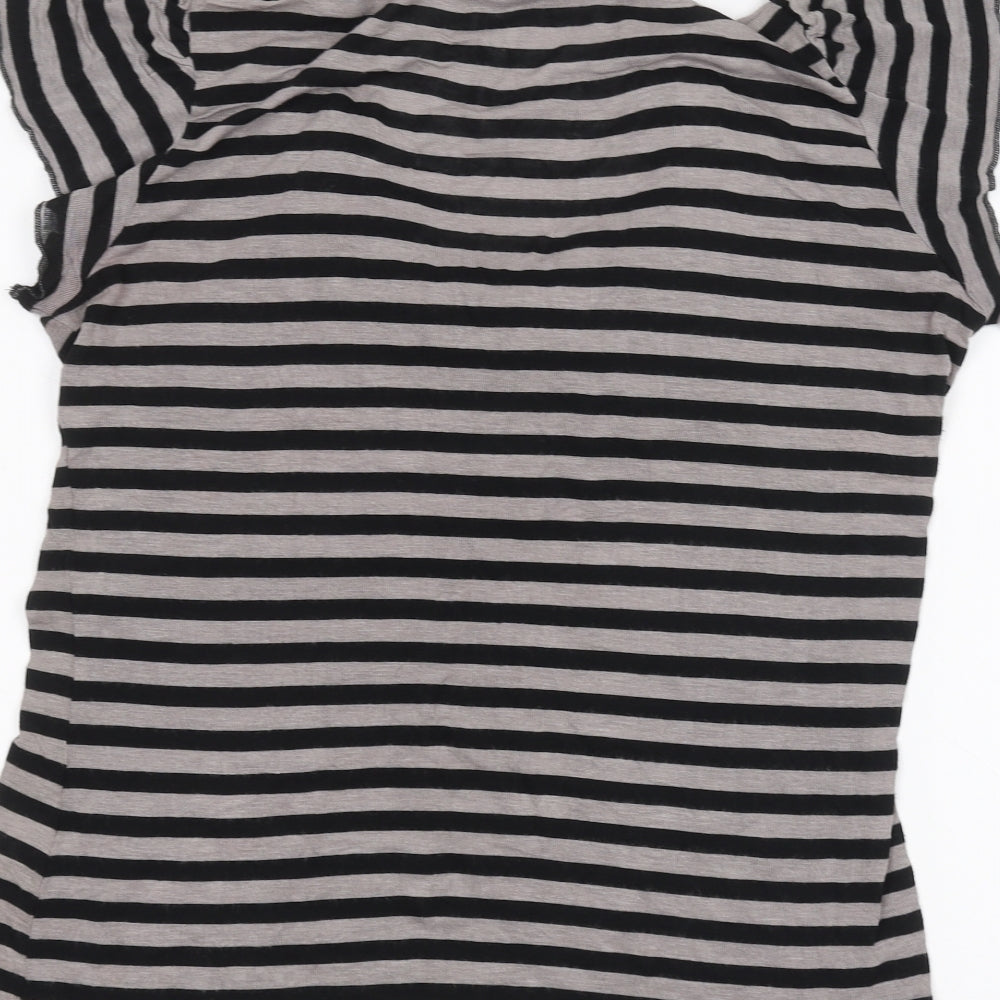 Womens UK Size L BASSINI Grey Basic T-Shirt