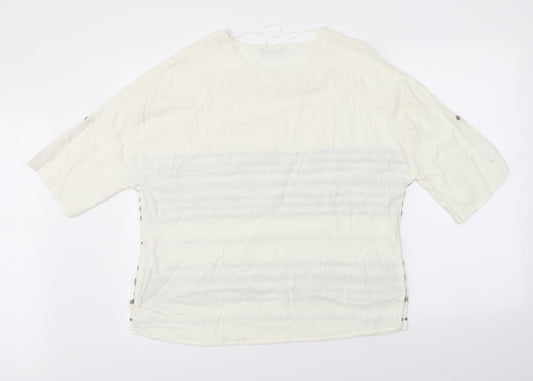 Womens UK Size M Viz A Viz White Basic Blouse