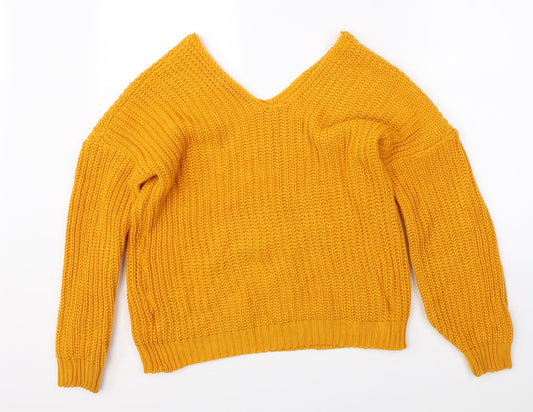 SheIn Womens Yellow Knit Pullover Jumper Size L