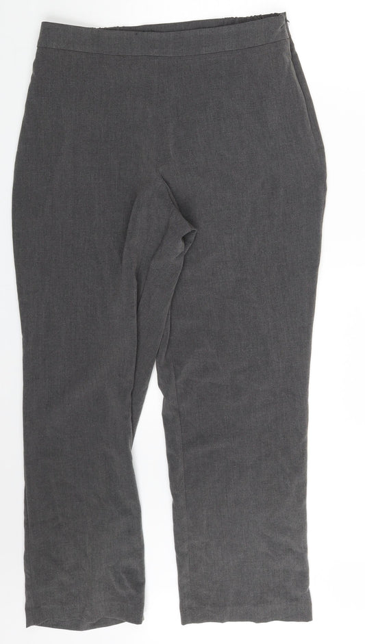 Womens UK Size 16 Isle Regular Fit Dress Pants Grey Trousers