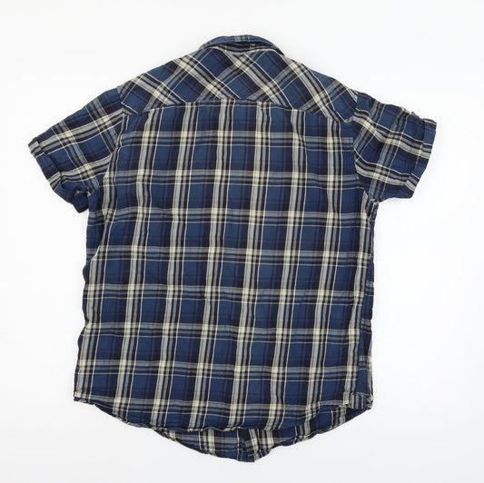 Mens UK Size M Just Jeans Blue Button-Up Short Sleeve Casual Shirt