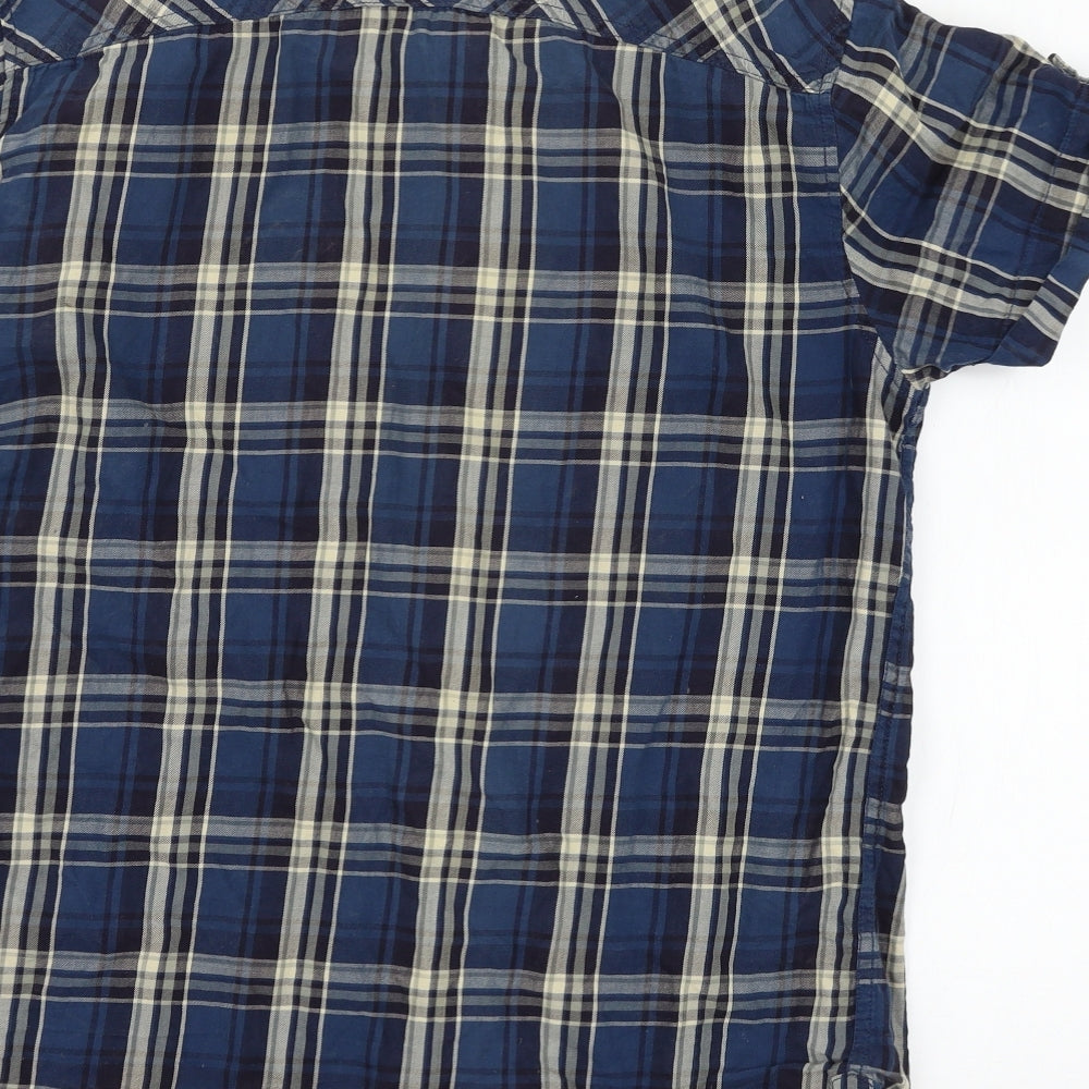 Mens UK Size M Just Jeans Blue Button-Up Short Sleeve Casual Shirt