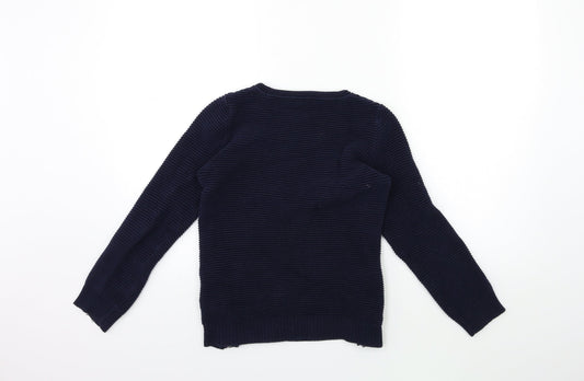 George Boys Blue Knit Pullover Jumper Size 8 Years