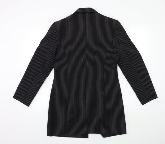 CONTEXT Womens Black Striped Jacket Suit Jacket Size 12
