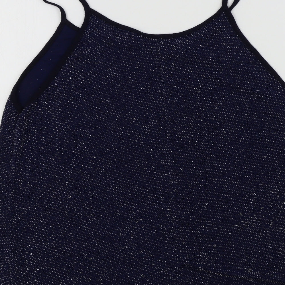 Primark Womens Blue Colourblock Basic T-Shirt Size 12 - sparkle detail