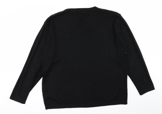 petroleum Mens Black Check Pullover Jumper Size L