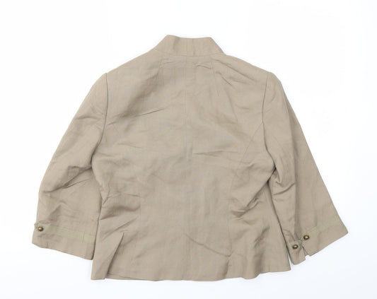 MINUET PETITE Womens Beige Jacket Blazer Size 12