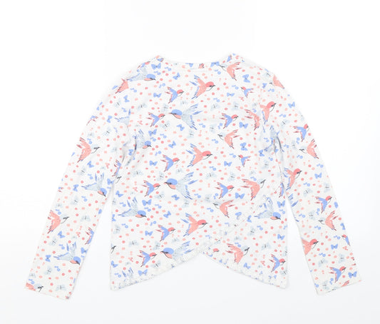 M&Co Girls White Floral Basic T-Shirt Size 7-8 Years - butterflies
