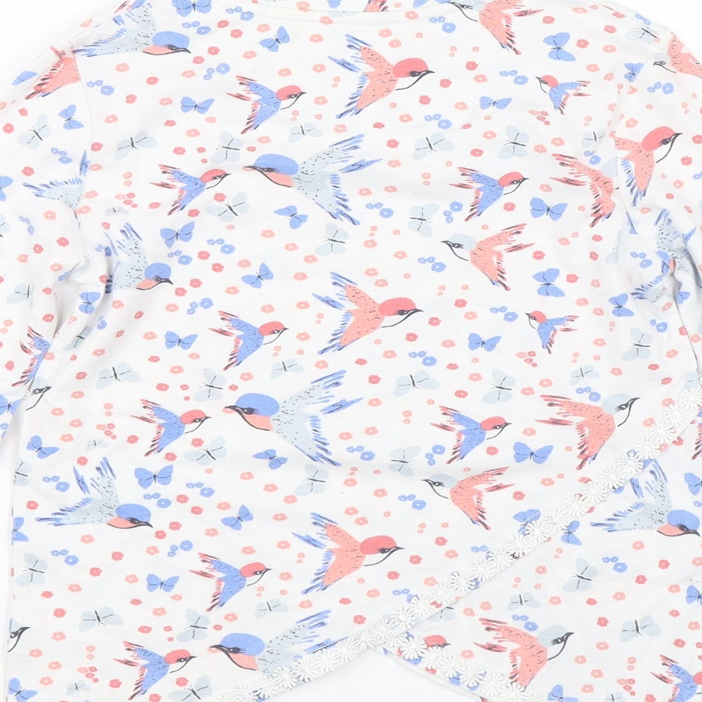 M&Co Girls White Floral Basic T-Shirt Size 7-8 Years - butterflies