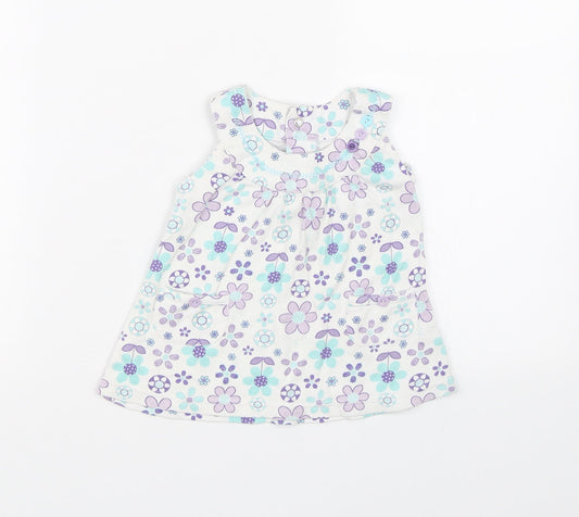 George Girls White Floral T-Shirt Dress Size 0-3 Months
