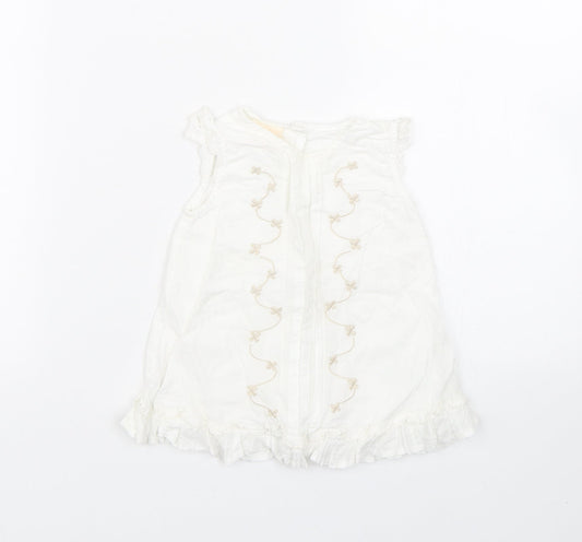 morris mouse Baby White Floral T-Shirt Dress Size 3-6 Months