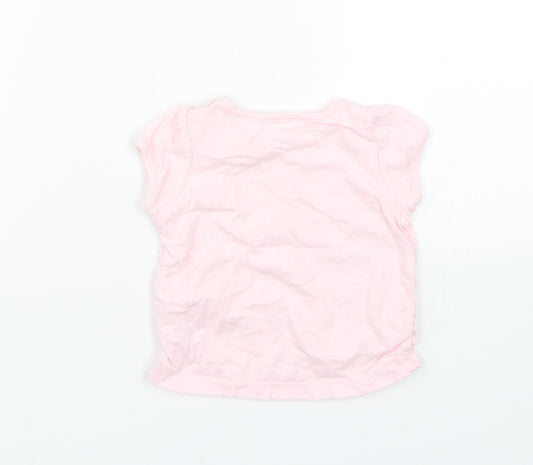 M&S Girls Pink Floral Basic Blouse Size 3-6 Months