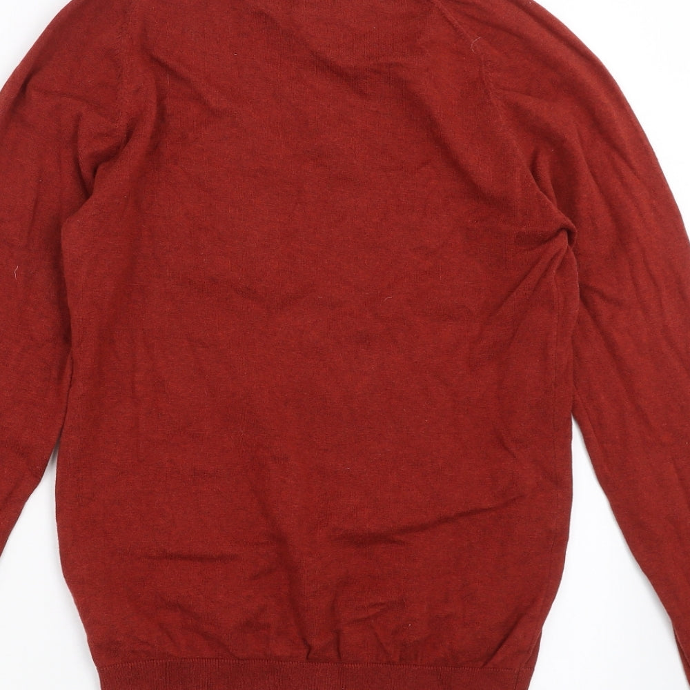 NEXT Mens Brown Knit Pullover Jumper Size XS - rust coloured