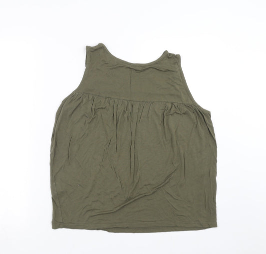 Primark Womens Green Basic Blouse Size 14 - floral lace detail