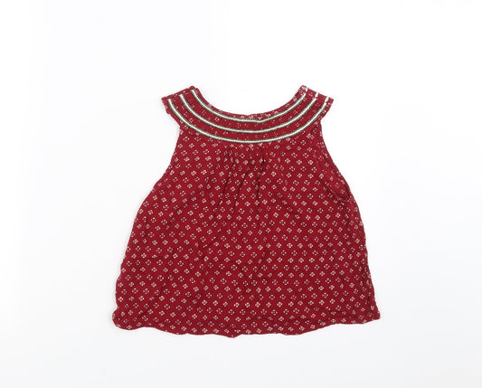 NEXT Girls Red Floral Basic Blouse Size 9 Years - beaded neck line
