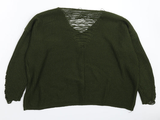 Izabel Womens Green Knit Pullover Jumper Size 10 - Oversized