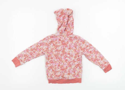 c Girls Pink Floral Pullover Hoodie Size 3-4 Years