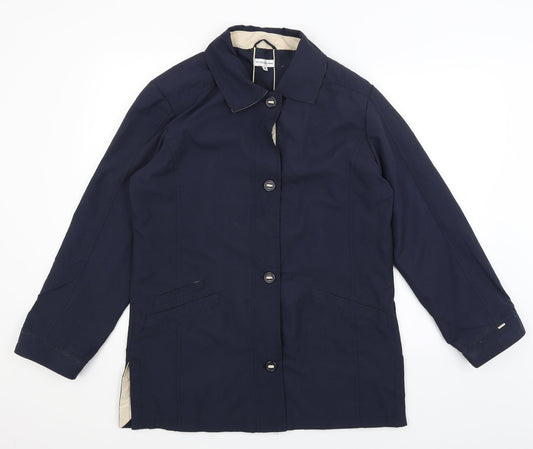 YS Collection Womens Blue Rain Coat Coat Size 12