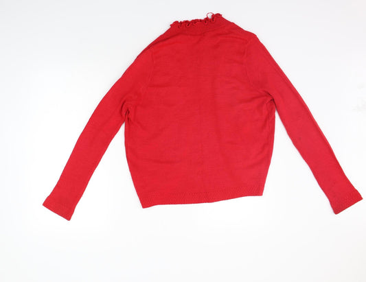 JUST ELEGANCE Womens Red Cardigan Jumper Size M