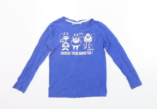 NKY Boys Blue Houndstooth Basic T-Shirt Size 8 Years
