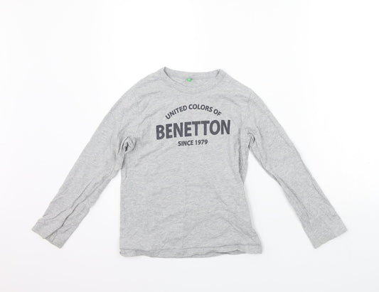 United Colours of Benetton Boys Grey Basic T-Shirt Size M