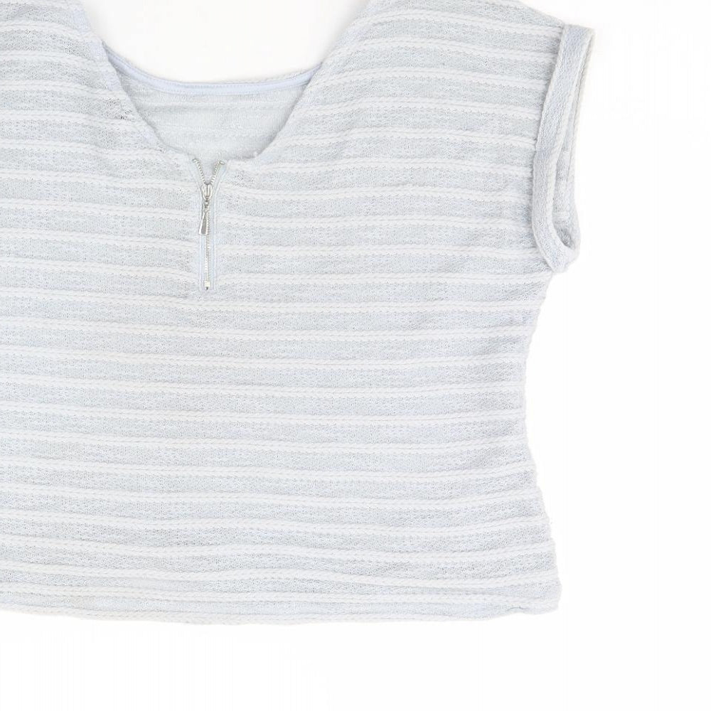 Womens UK Size 12 New Look Grey Cropped Blouse