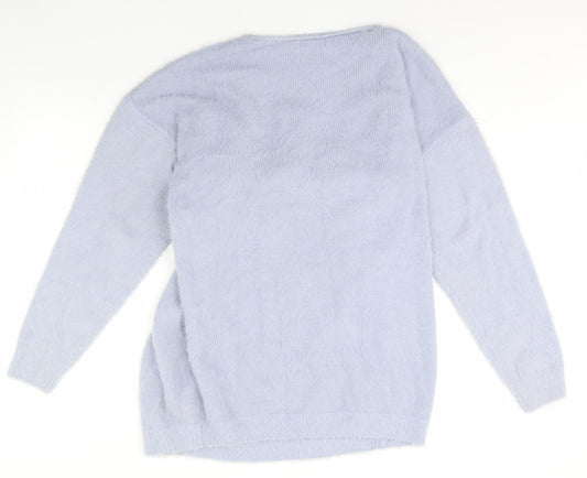 Boohoo Womens Blue Pullover Jumper Size M