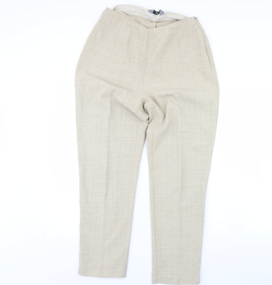 Additional front view of AMARANTO women’s beige trousers, size UK 14, 29-inch leg