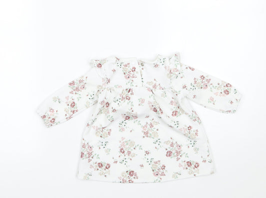 TU Girls White Floral Basic Blouse Size 0-3 Months