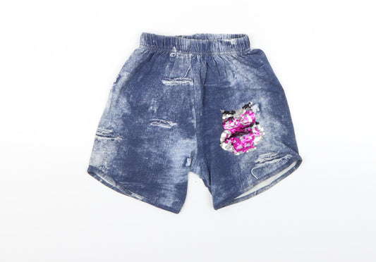 bebe Girls Blue Denim Sweat Shorts Size 9 Years