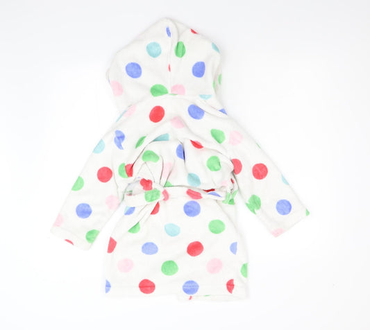 John Lewis Girls White Polka Dot Fleece Gown Size 6 Years