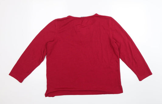 BM Collection Womens Pink Pullover Jumper Size M