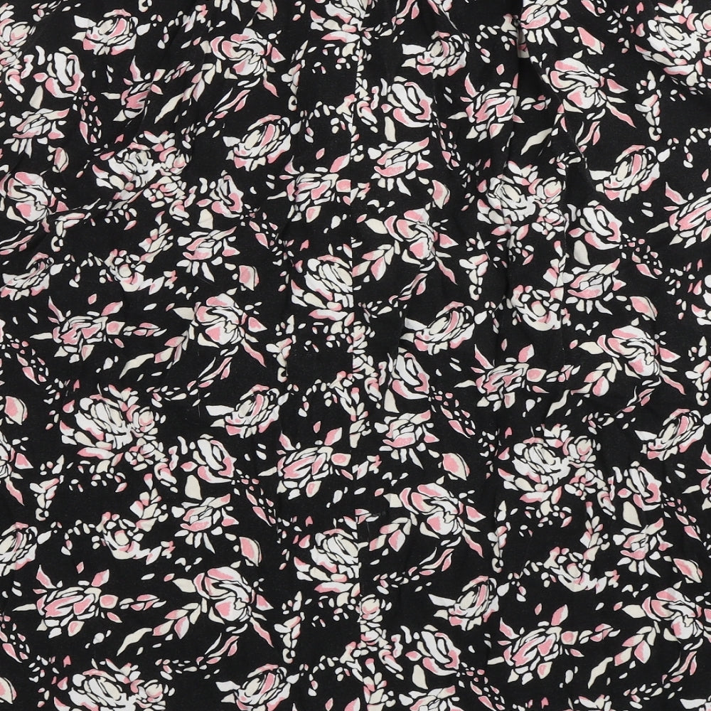 BM Collection Womens Black Floral Swing Skirt Size 16