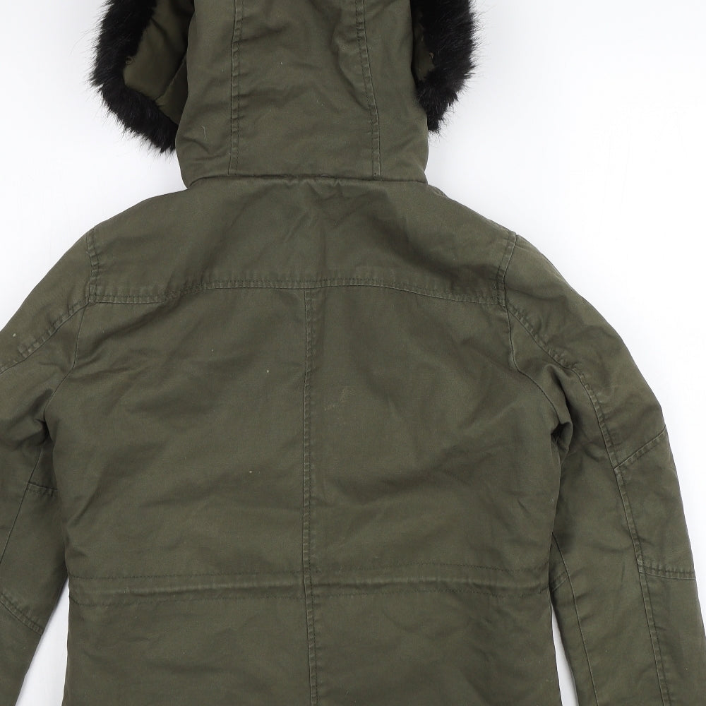 Womens UK Size 6 Topshop Green Parka Coat
