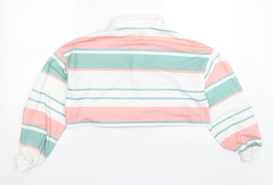 SheIn Womens White Striped Basic Blouse Size S