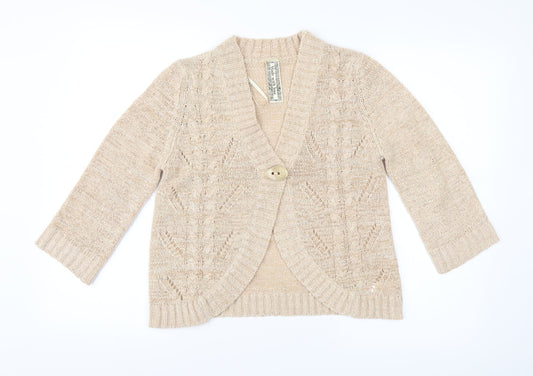 Womens UK Size 14 E-vie Beige Cardigan Jumper