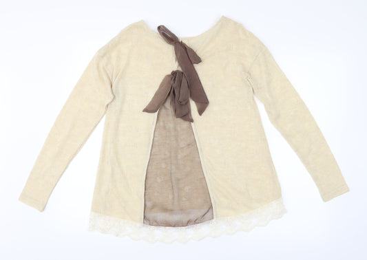 Altar'd State Womens Beige Argyle/Diamond Cardigan Jumper Size S