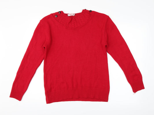 Womens UK Size S Preworn Red Pullover Jumper