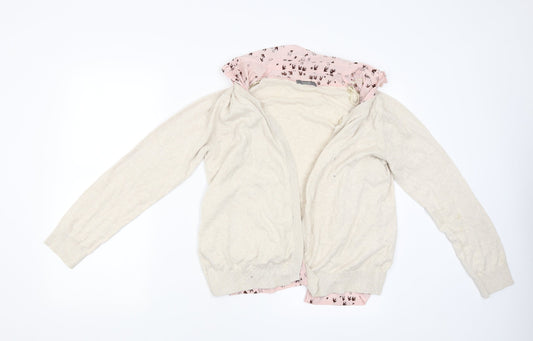 Womens UK Size 14 South Beige Cardigan Jumper