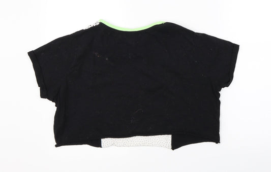 Primark Womens Black Polka Dot Cropped T-Shirt Size M